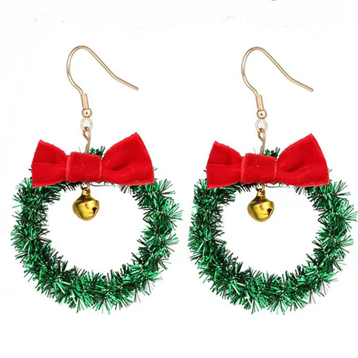 Wholesale Christmas Cartoon Christmas Tree Bell Light Bulb Snowflake Alloy Earrings JDC-ES-ManTi003