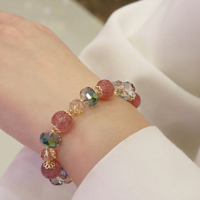 Wholesale New Peach Blossom Crystal Beaded Bracelet for Fashion