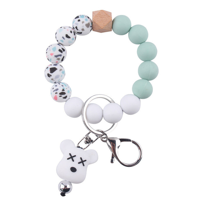 Wholesale Cartoon Silicone Beaded Bracelet Keychain JDC-KC-GuangTian041