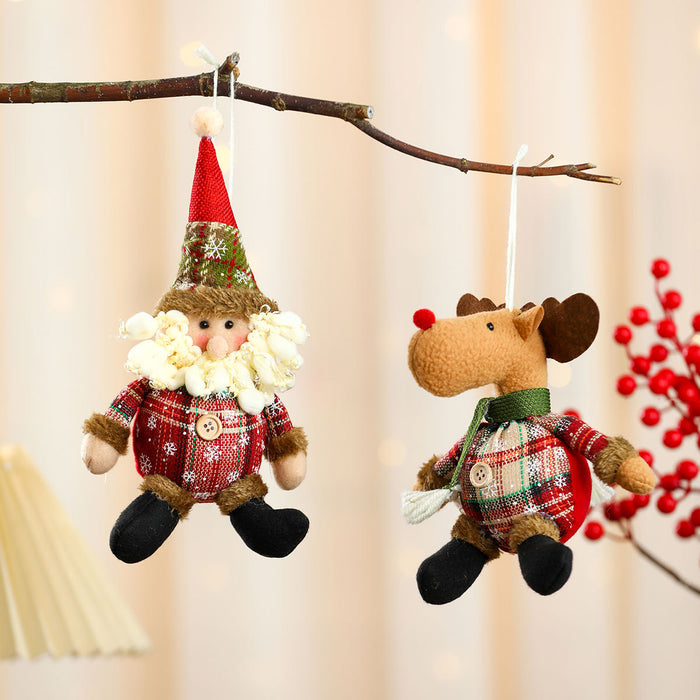 Wholesale Christmas Plaid Buttons Spherical Christmas Pendant Christmas Ornaments Christmas Tree Hanging Ornaments