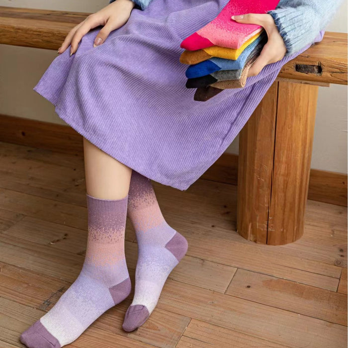 Wholesale Sock fashion designer tie dye gradient color personalized pure cotton mid tube socks