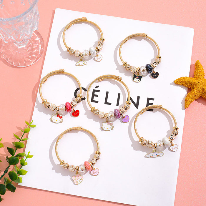 Wholesale Stainless Steel Beaded Bracelet with Heart Pendant Fashion Accessory MOQ≥2