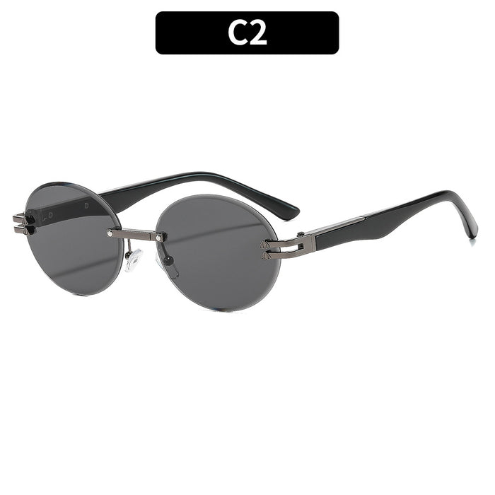 Wholesale Rimless Gold Frame Round Sunglasses UV400 Trendy Street Style for Women