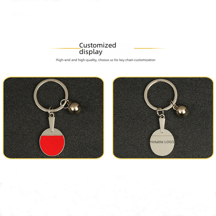 Wholesale Table tennis racket keychain, badminton tennis keychain, metal baked paint pendant, gift