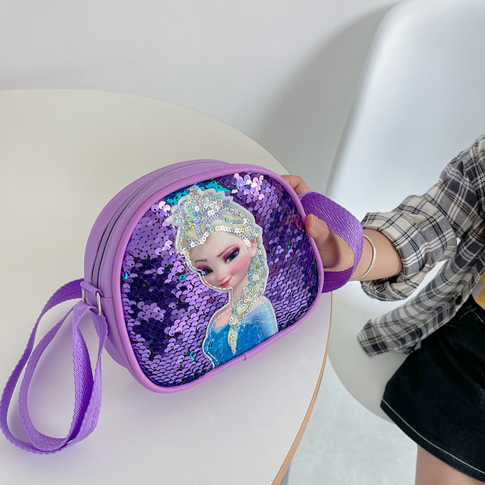 Wholesale Children's Crossbody Bag Kindergarten Girl Princess Bag Elsa Sequin Personalized Matching Bag JDC-SD-TMS005