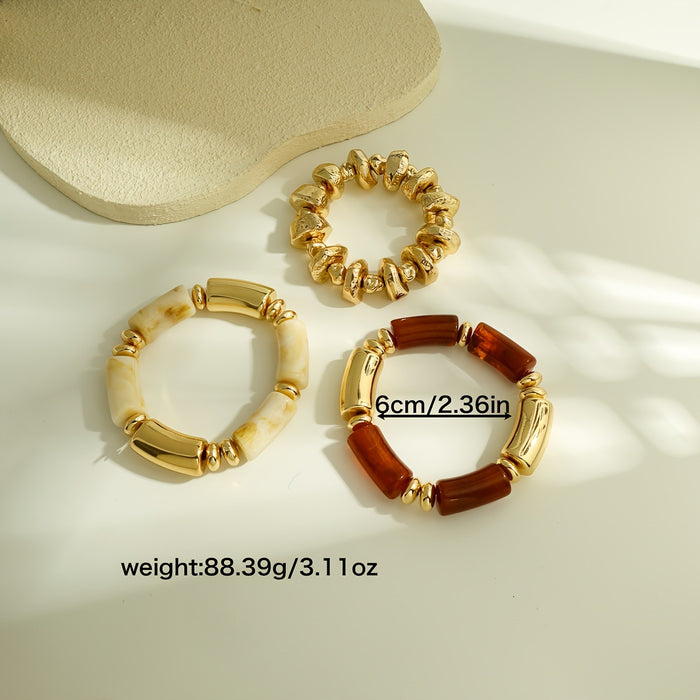 Wholesale Multi-layer acrylic color-blocked round tube elastic beads