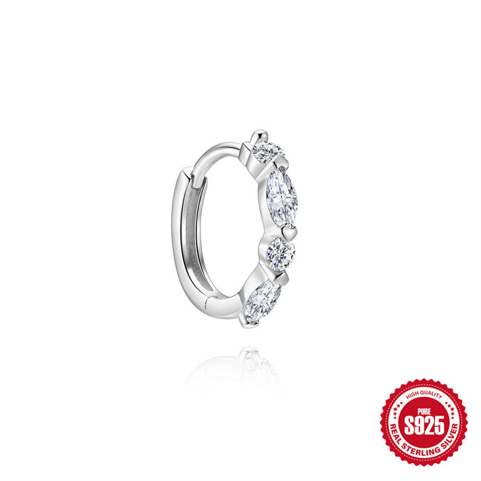 Wholesale Minimalist Ins-Style Stacked S925 Sterling Silver Basic Marquise Star Moissanite Geometric Cartilage Earrings Ear Clips
