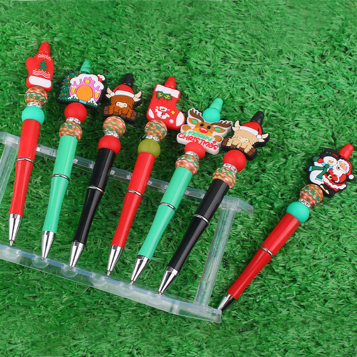 Wholesale Cartoon Christmas Silicone Plastic Bead Pen JDC-PN-GuangTian014