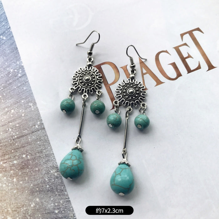 Wholesale Alloy Vintage Turquoise Ethnic Style Earrings JDC-ES-Luox009