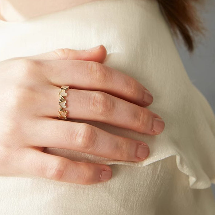 Wholesale Love Shell Ring, niche design, high-end adjustable opening ring, versatile ring, new handmade accessory