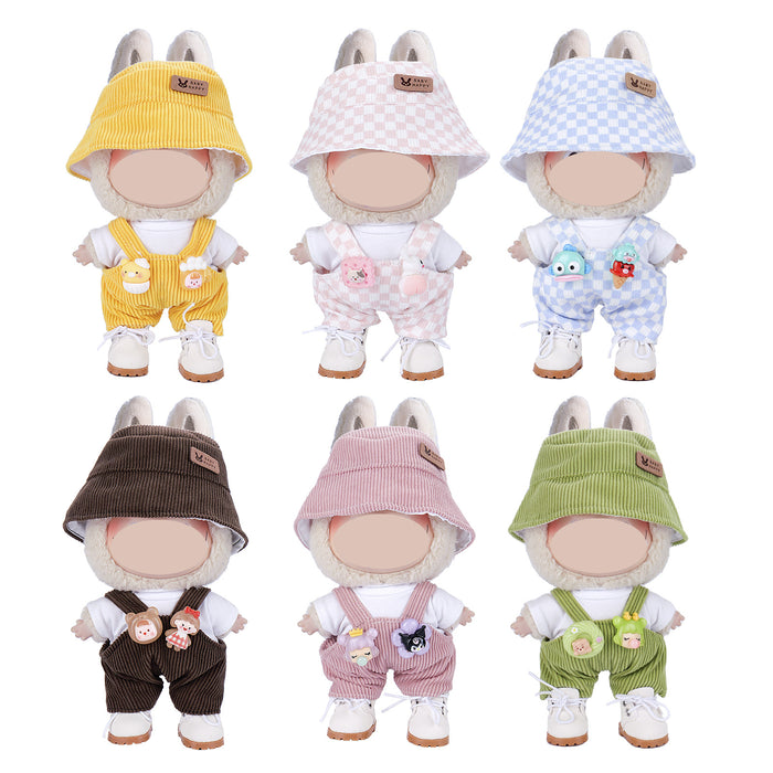 Wholesale Only Clothes Fisherman Hat Intimates Suspenders Set Baby Clothes Vinyl Doll Plush Doll clothes