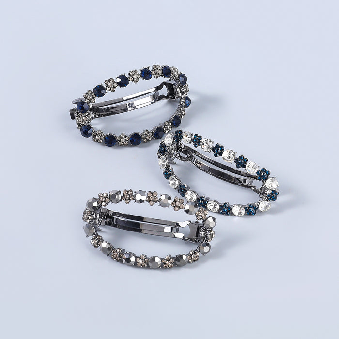 Wholesale  alloy diamond inlaid rhinestone oval spring clip hair clip women's retro  clip hair accessory