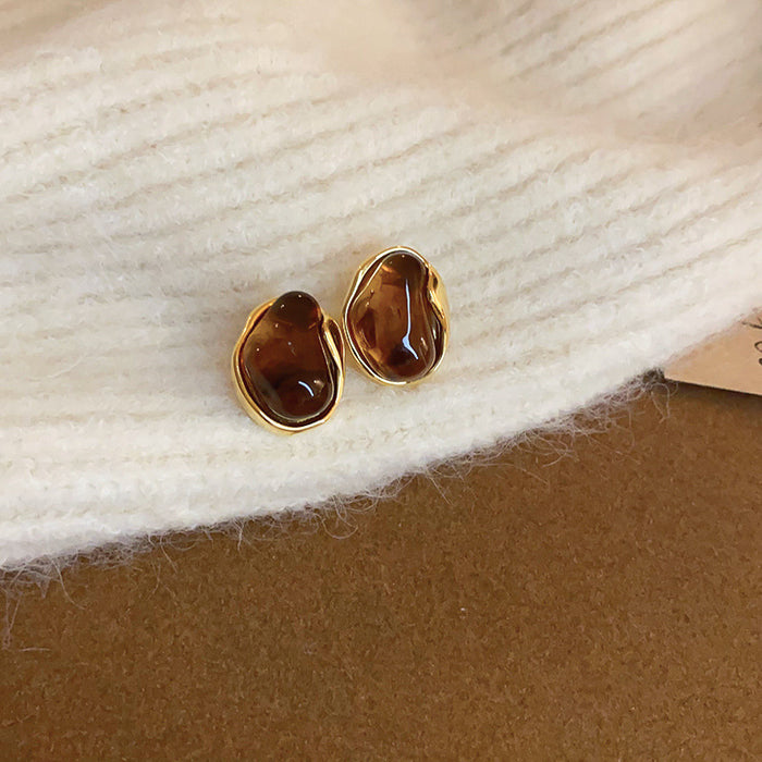 Wholesale  silver needle geometric irregular resin earrings heart earrings