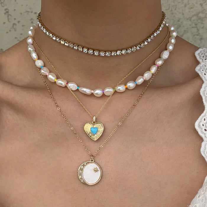 Wholesale Photo Box Pendant Necklace Opening Peach Heart Pendant Collarbone Chain Plated Gold