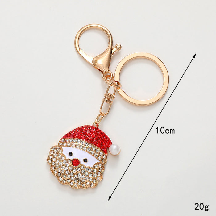 Wholesale Electroplated Metal Christmas Keychain – Gold  Pendant Gift Bag Charm