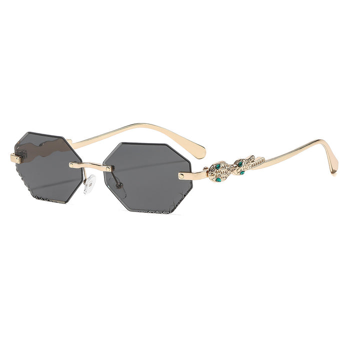 Wholesale Gold Rimless Octagonal Women' s Sunglasses - Fashion Accessory for Sun Protection and Daily Wear