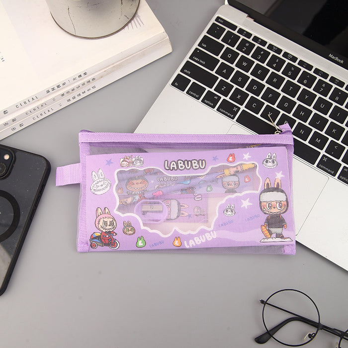 Wholesale Cartoon Monster Stationery Set Student Learning Supplies Gift Pencil Ruler Eraser Stationery