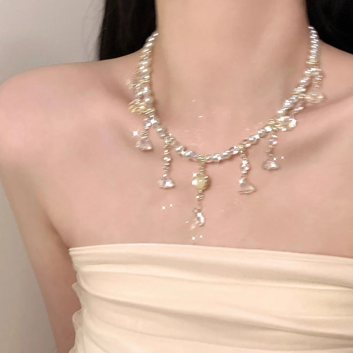 Wholesale Elegant Socialite Crystal Tassel Necklace Women's Zircon Clavicle Chain