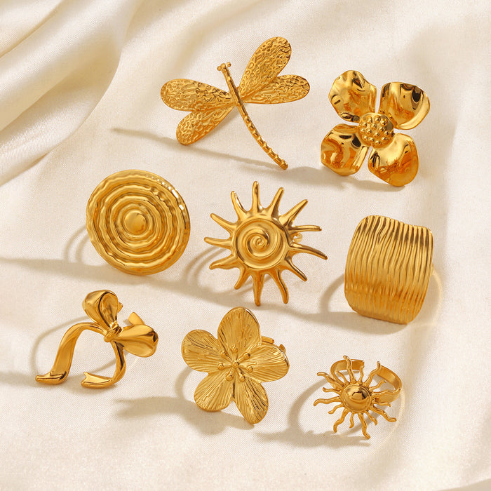 Wholesale Women's Stainless Steel Round Bow Rings Adjustable rings