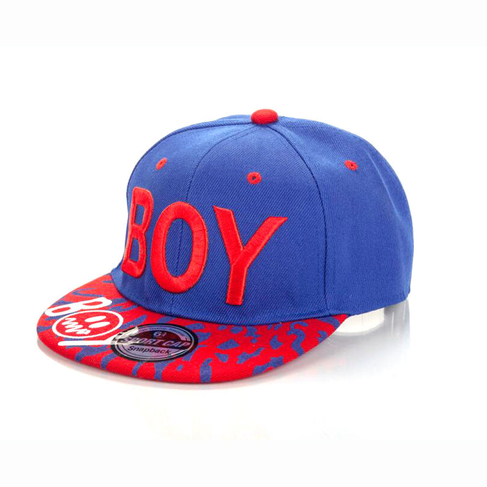 Wholesale Children's BOY letter embroidered flat brimmed hat, children's baseball cap, sun protection and sunshade hat