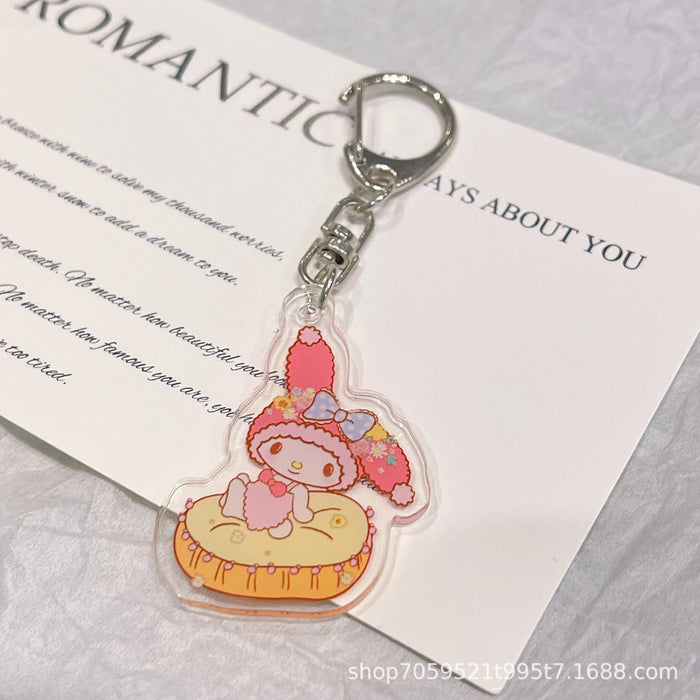 Wholesale Double-sided Keychain Cute Cartoon Book Bag Pendant Transparent Pendant Acrylic Key Ring for Men and Women