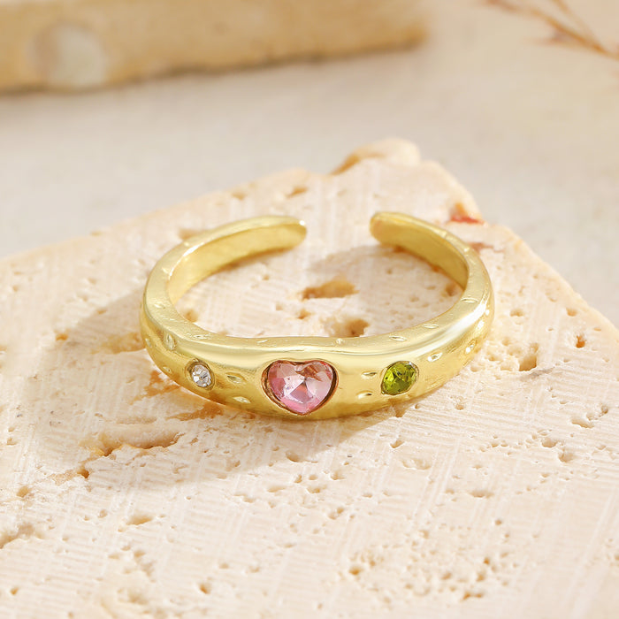 Wholesale Colorful zircon flower cartoon adjustable ring