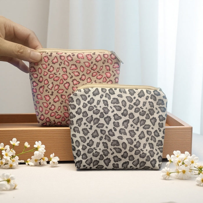 Wholesale Leopard print coin bag portable cosmetic bag lipstick coin storage canvas bag zipper coin bag