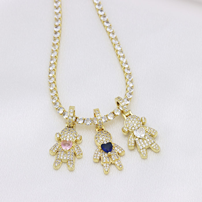 Wholesale Love heart copper gold-plated inlaid colorful zircon pendant high-end full zircon necklace