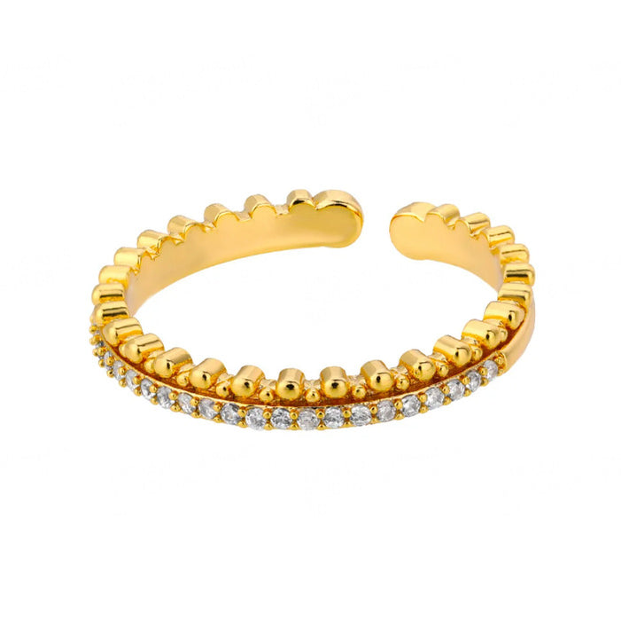 Wholesale Stainless Steel Geometric Open Ring with Micro-Set Zircon Gold Finish Trendy