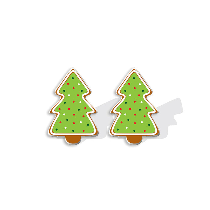 Boucles d'oreilles en gros biscuits d'arbre de Noël en plastique JDC-ES-XIANGL081
