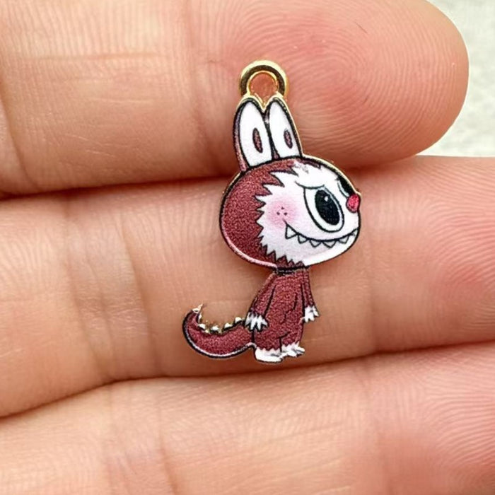 Wholesale 10pcs Cartoon Alloy Printed Oil Drip DIY Bracelet Keychain Pendant