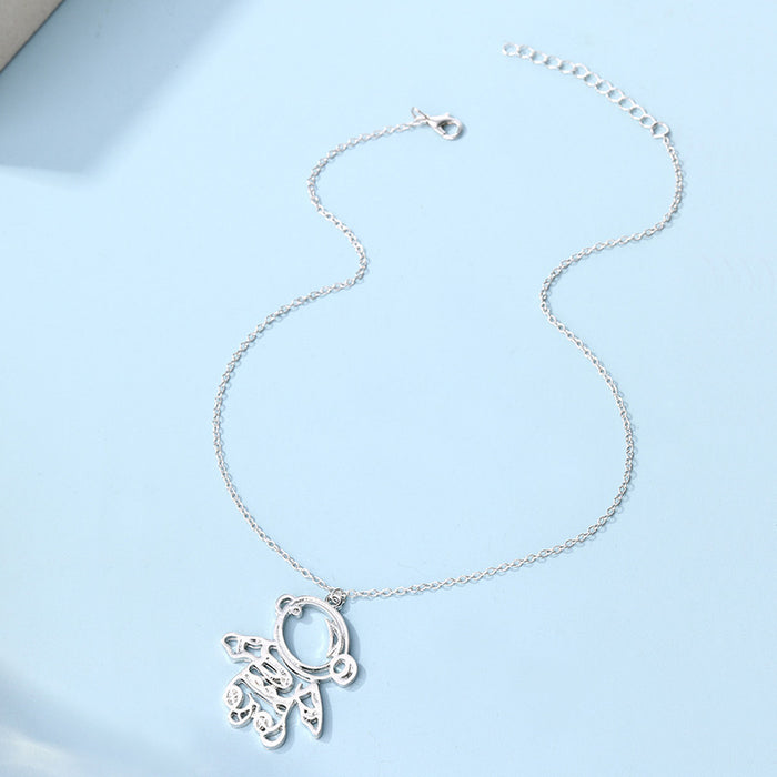 Wholesale Jewelry Fashion astronaut pendant, niche personality cartoon alloy astronaut necklace