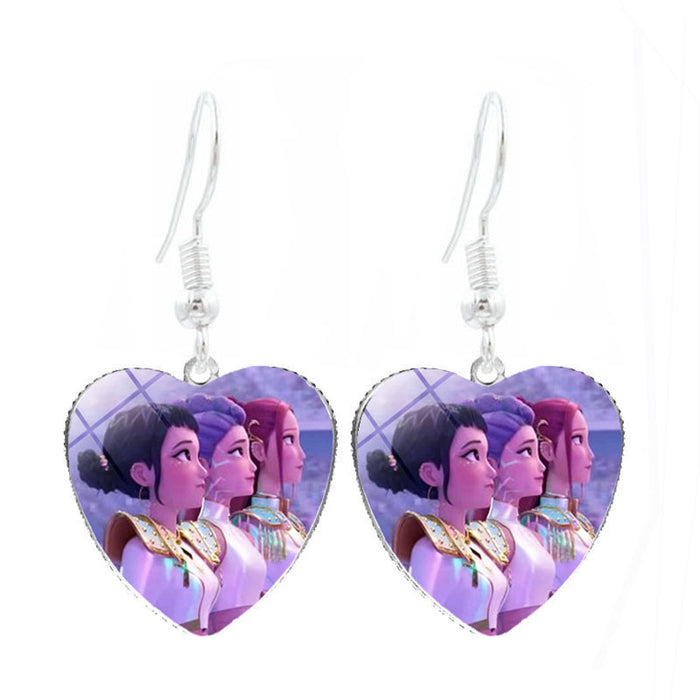 Wholesale Kpop Heart-shaped earrings cartoon anime personalized ear hooks and earrings