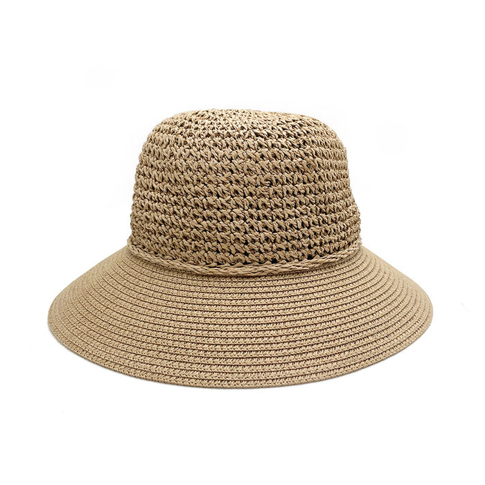 Wholesale Hat Women's Fisherman Hat Sun Protection Hat Large Brim Spliced Paper Straw Hat