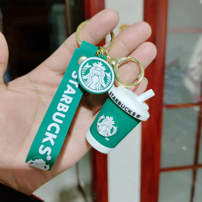 Wholesale Cute cartoon milk tea cup couple keychains