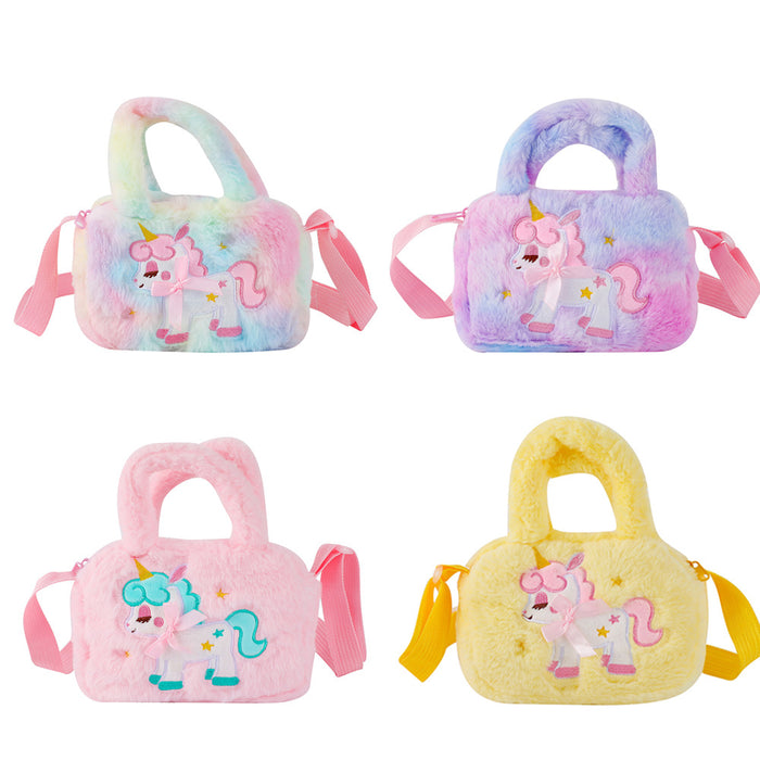 Wholesale Cartoon Unicorn Plush Square Shoulder Bag