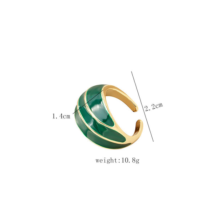 Wholesale Enamel Spiral Irregular Pattern Alloy Ring JDC-RS-QingH002