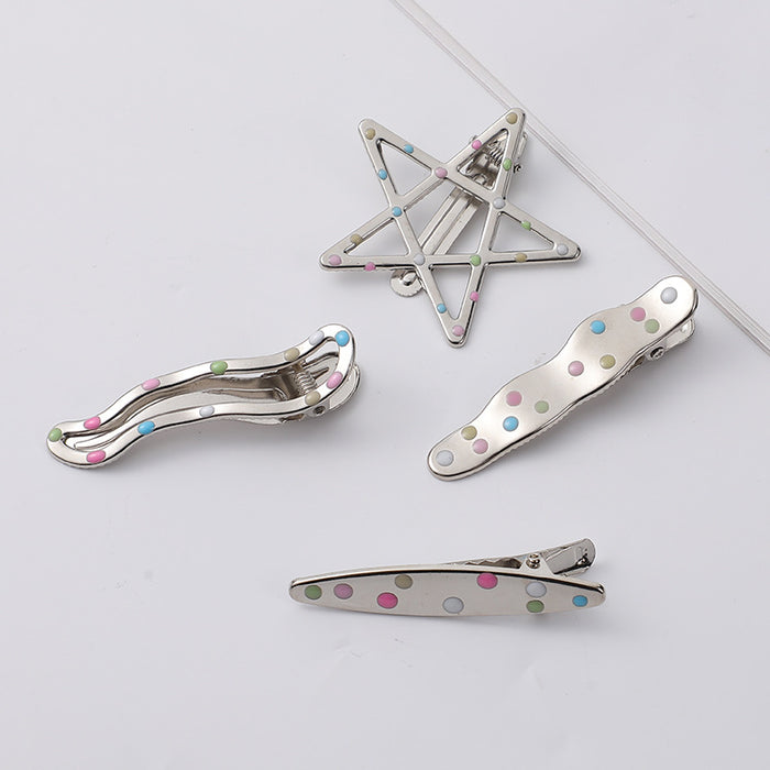 Wholesale Silver Metal Girl Hairpin New Oil Dripping Hair Accessories Cute Side Clip