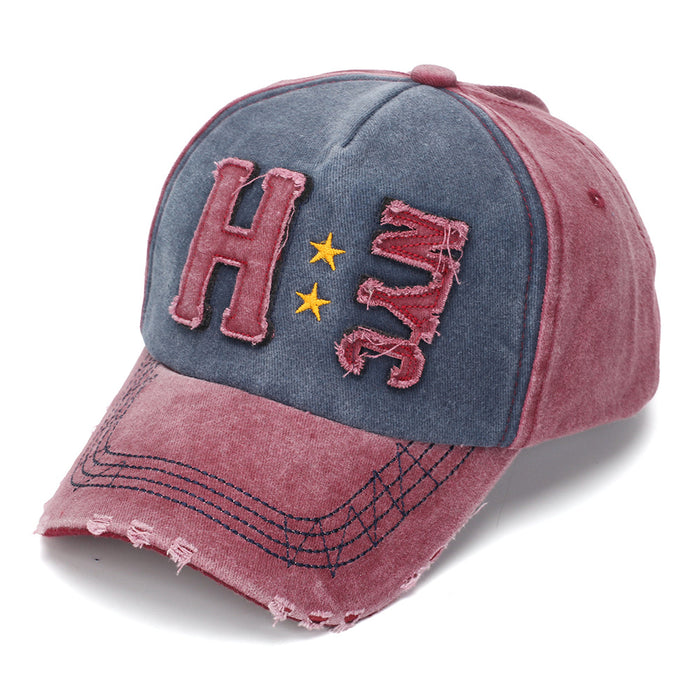 Wholesale Trendy Distressed Baseball Cap with Letter Patch Summer Sun Hat for Resale