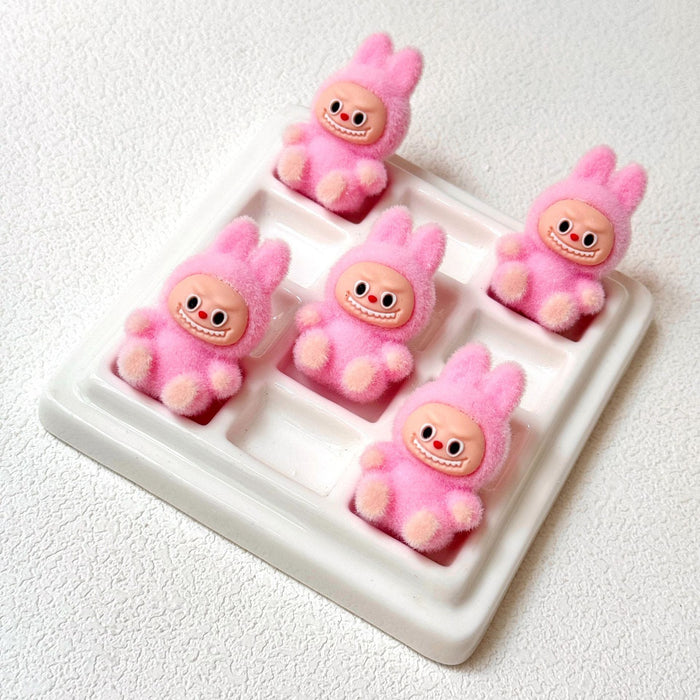 Wholesale 10pcs Cartoon flocking sitting beaded pen keychain accessories mobile phone chain loose bead jewelry accessories