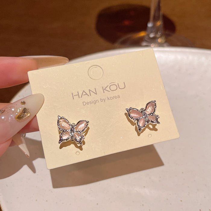 Wholesale Crystal Butterfly Pearl Earrings