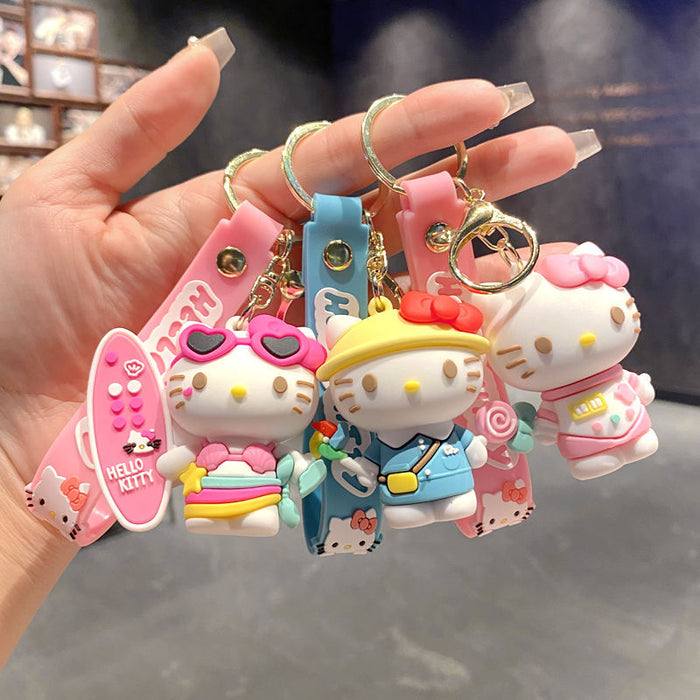 Wholesale Cartoon Cat Couple School Bag Pendant Keychain