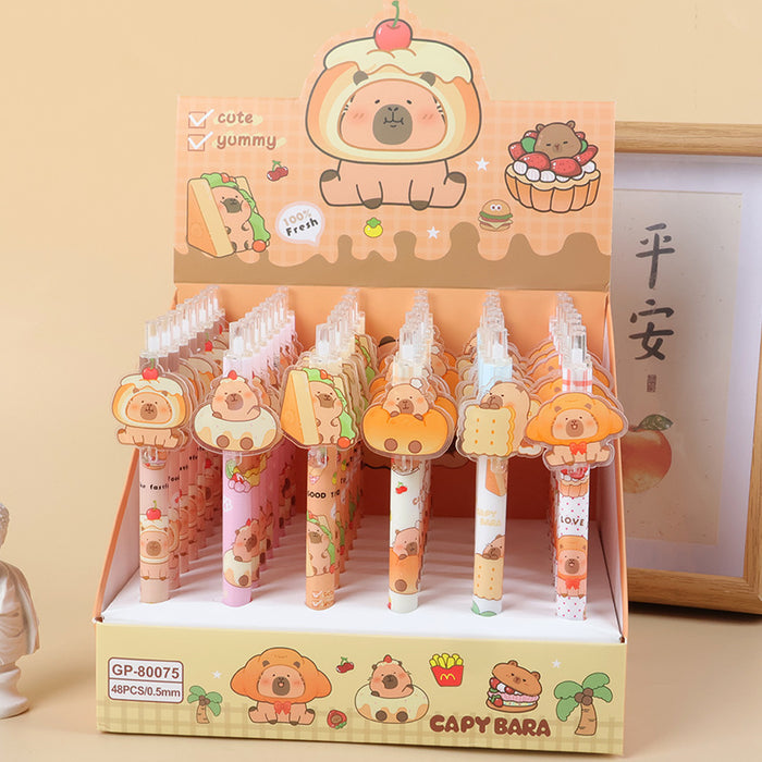 Wholesale 48pcs Capybara Patch Pen Student Writing Pen Black Gel Pen