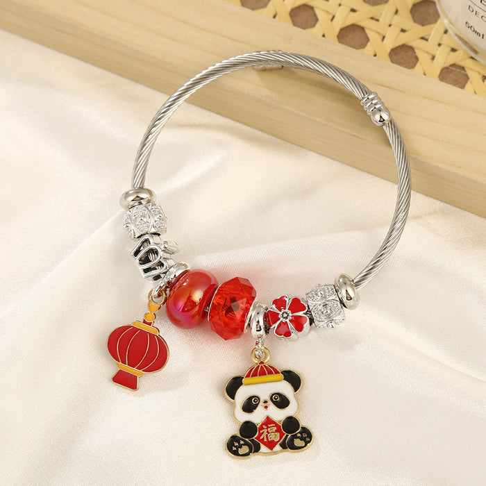 Wholesale Stainless Steel Panda Bracelet Travel Souvenir Fashion Accessory MOQ≥2