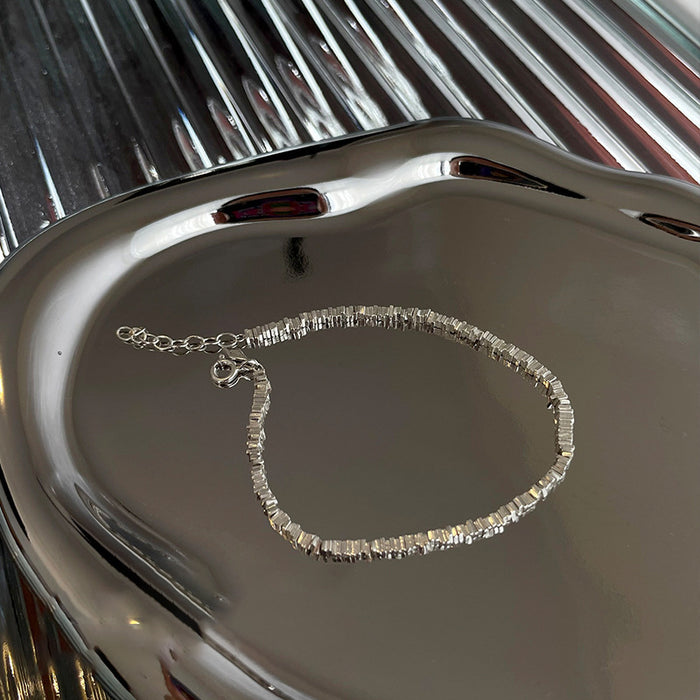 Wholesale Pure silver bare chain layered versatile necklace, fashionable plain silver sparkling sweater chain