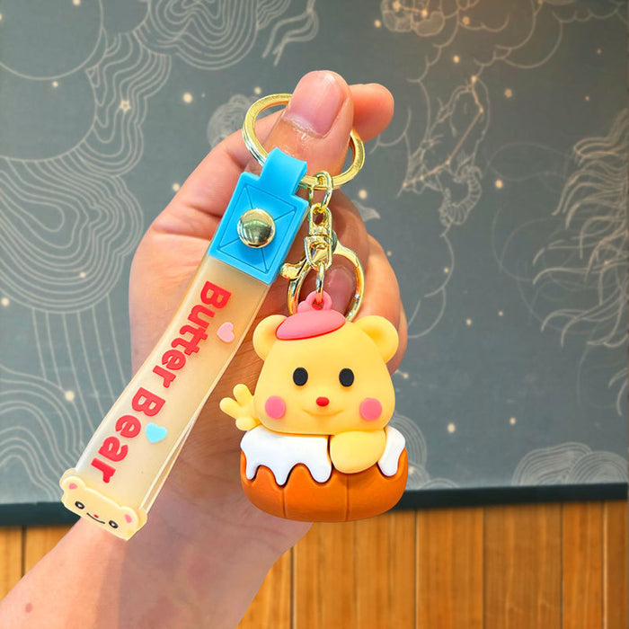 Wholesale Cartoon Silicone Butter Bear Doll Keychain JDC-KC-JuJi032