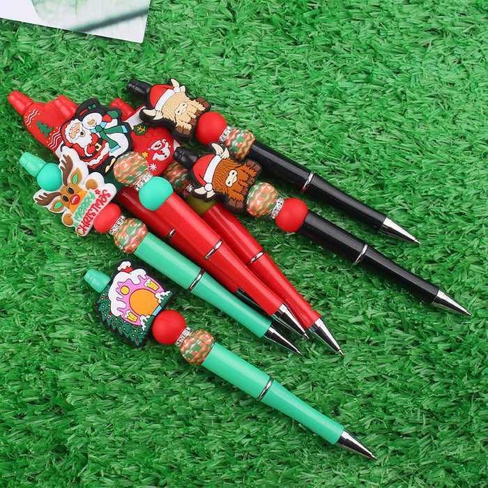 Wholesale Cartoon Christmas Silicone Plastic Bead Pen JDC-PN-GuangTian014