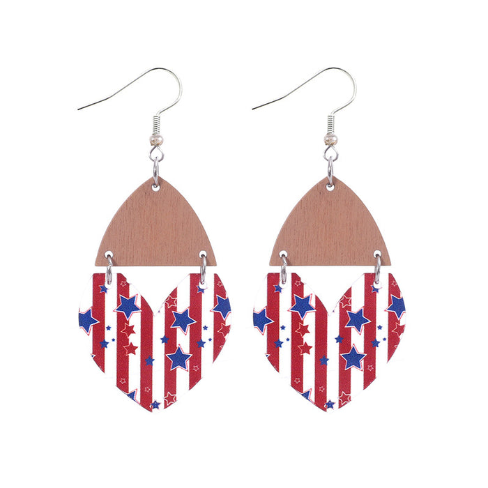 Wholesale Independence Day Star Earrings Striped Love Acrylic Spliced Earrings JDC-ES-TianPi034