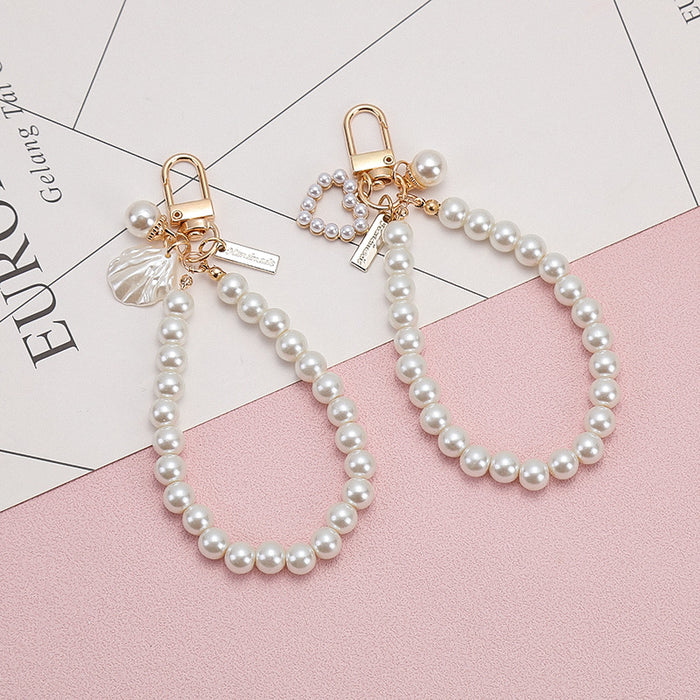 Wholesale Pearl Key Chain Korean Retro Shell Pearl Bag Pendant Headset Hanging Accessories