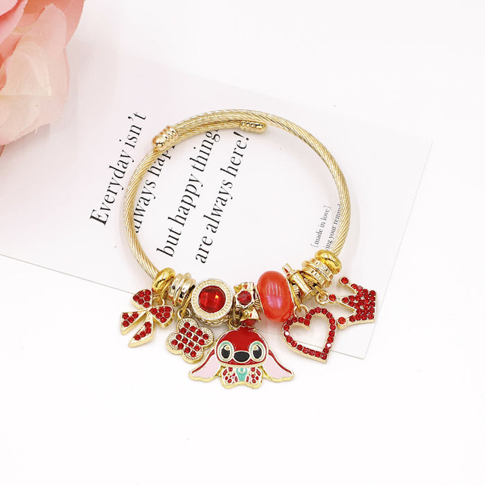 Wholesale Women' s Beaded Bracelet with Rhinestone Heart Bow Pendant MOQ≥2